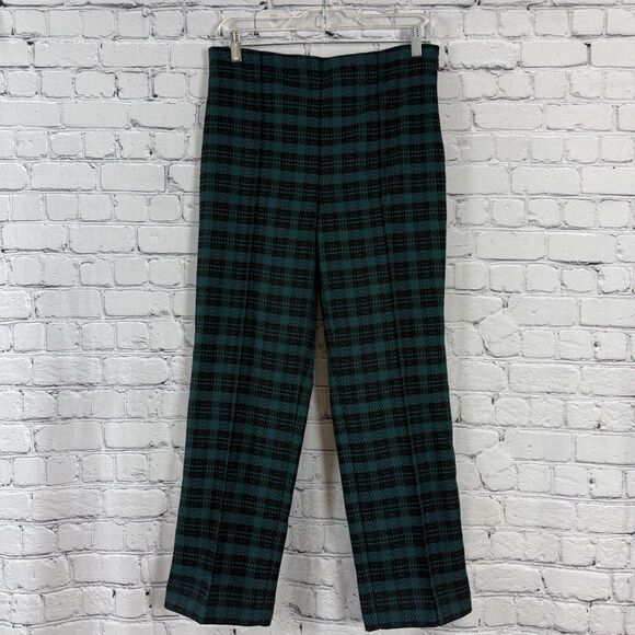 Ann Taylor The Petite Plaid High Waist Ankle Tweed Pants Women 4P Blue Black - Picture 1 of 15